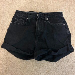 Black Paper Bag Jean Shorts